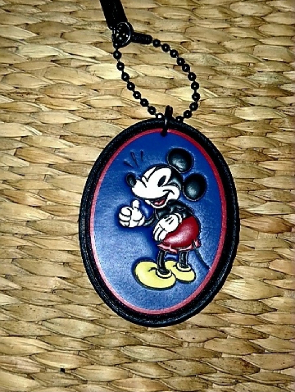 Coach Blue Oval Mickey Leather Charm with Red Trim (Two Items) - Picture 2 of 3